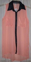 Pacsun Kirra Long Sheer Peach & Black Top Small Sleeveless Pacsun Kirra Long Sheer Peach & Black Top Small Sleeveless
