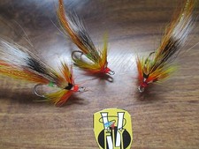 3 V Fly Size 10 Ultimate RV Golden Cascade Shrimp Double Salmon Flies 