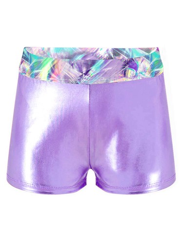 Kid Girls Shiny Metallic Gymnastics Workout Shorts Ballet Dance Booty Boyshorts - Picture 27 of 51