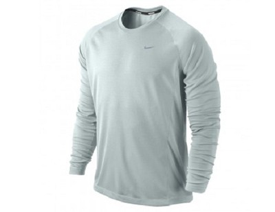 Nike Men's Miler Dri-FIT UV Long-Sleeve Running Top White