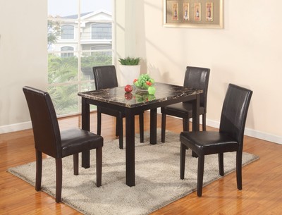 The Room Style 5pc Dining Set 1 Faux Marble Table With 4 Leather Chairs New