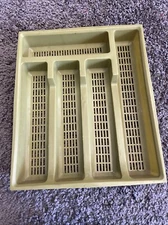 Vintage Deka Plastics Silverware Organizer Tray Avocado Green 1970s 11.5”x13.5”