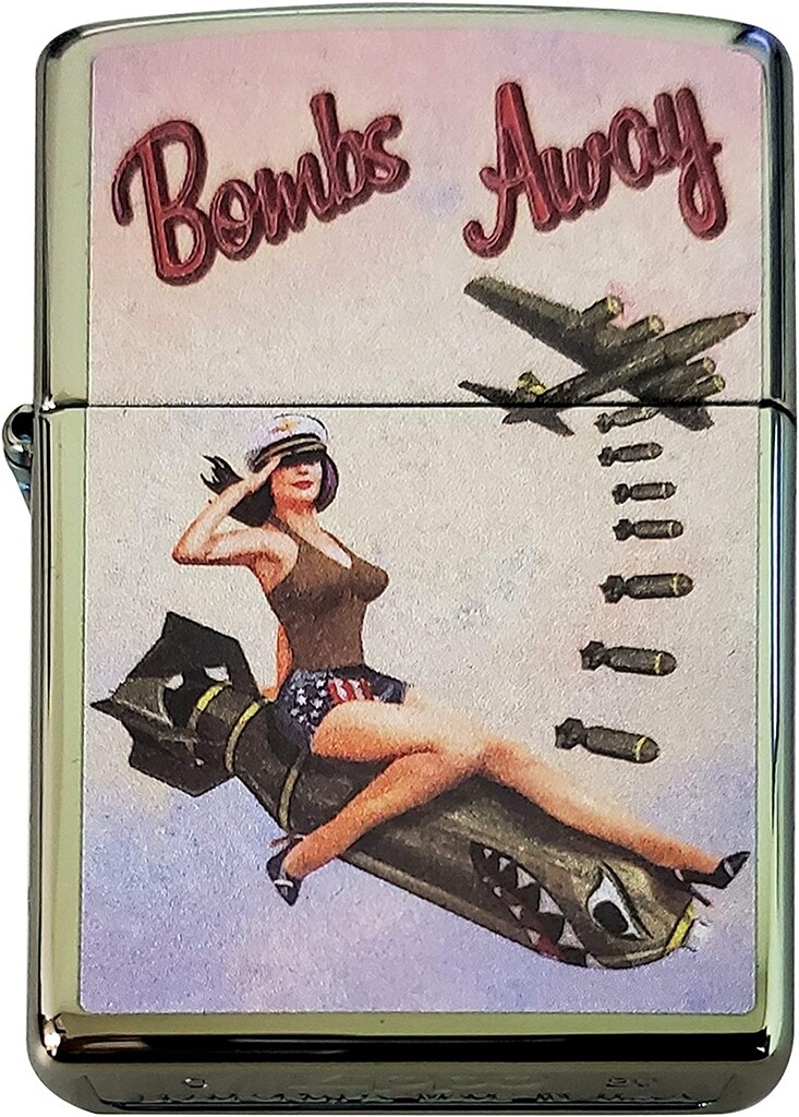 Zippo 74398 Bombs Away Falling Missile Riding Girl Regular Chameleon Lighter