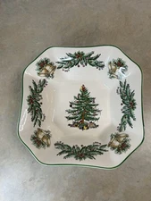 Spode Christmas Tree Garland Square Salad Serving Bowl With Box