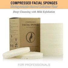 100 Ct Appearus Compressed Cellulose Facial Face Wash Sponges, White (S1901W x1)