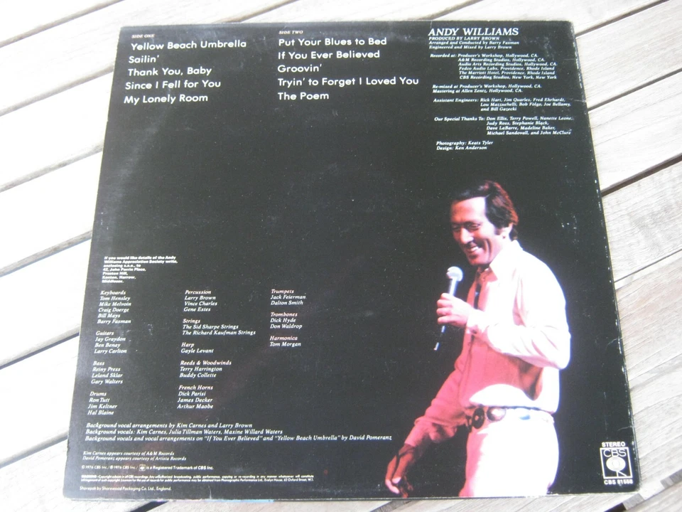 andy williams:andy.lp 33t.cbs records uk 1976. - Photo 2/2
