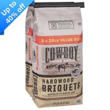 Cowboy Hardwood Charcoal Briquets, 20 Pounds Each Pack of 2, 40 Pound Total 