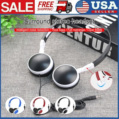 3.5mm Wired Headphones Over Ear Headsets Bass Stereo Earphone Without Microphone
