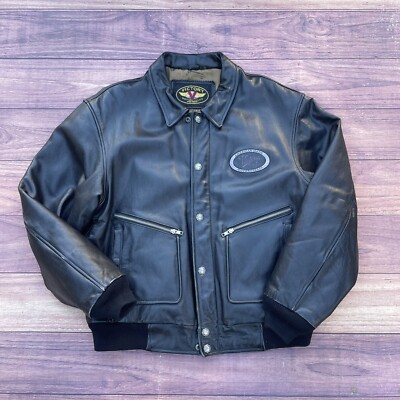 Vtg Victory Motorcycle Leather Jacket Men's Large Biker Bomber