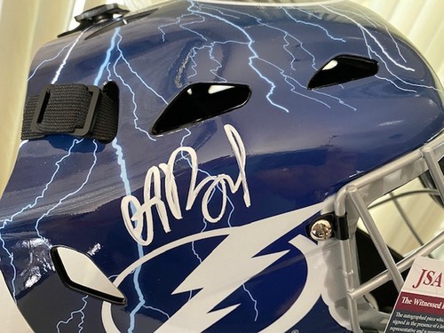 ANDREI VASILEVSKIY TAMPA BAY LIGHTNING SIGNED FS GOALIE HELMET MASK JSA WITNESS - Picture 2 of 5