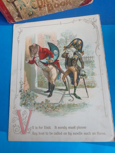 ANTIQUE BOOK COVER & 1 PAGE FROM 1898 ALPHABET BOOK "THE GEM" - Picture 8 of 14