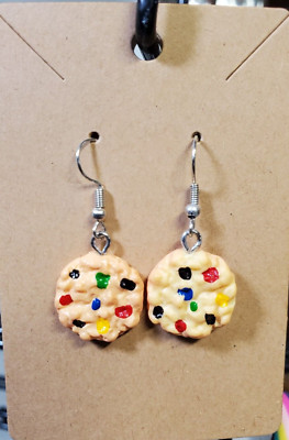 Candy M&M Cookie Earrings Hook Drop Dangle Charm Chocolate Chip