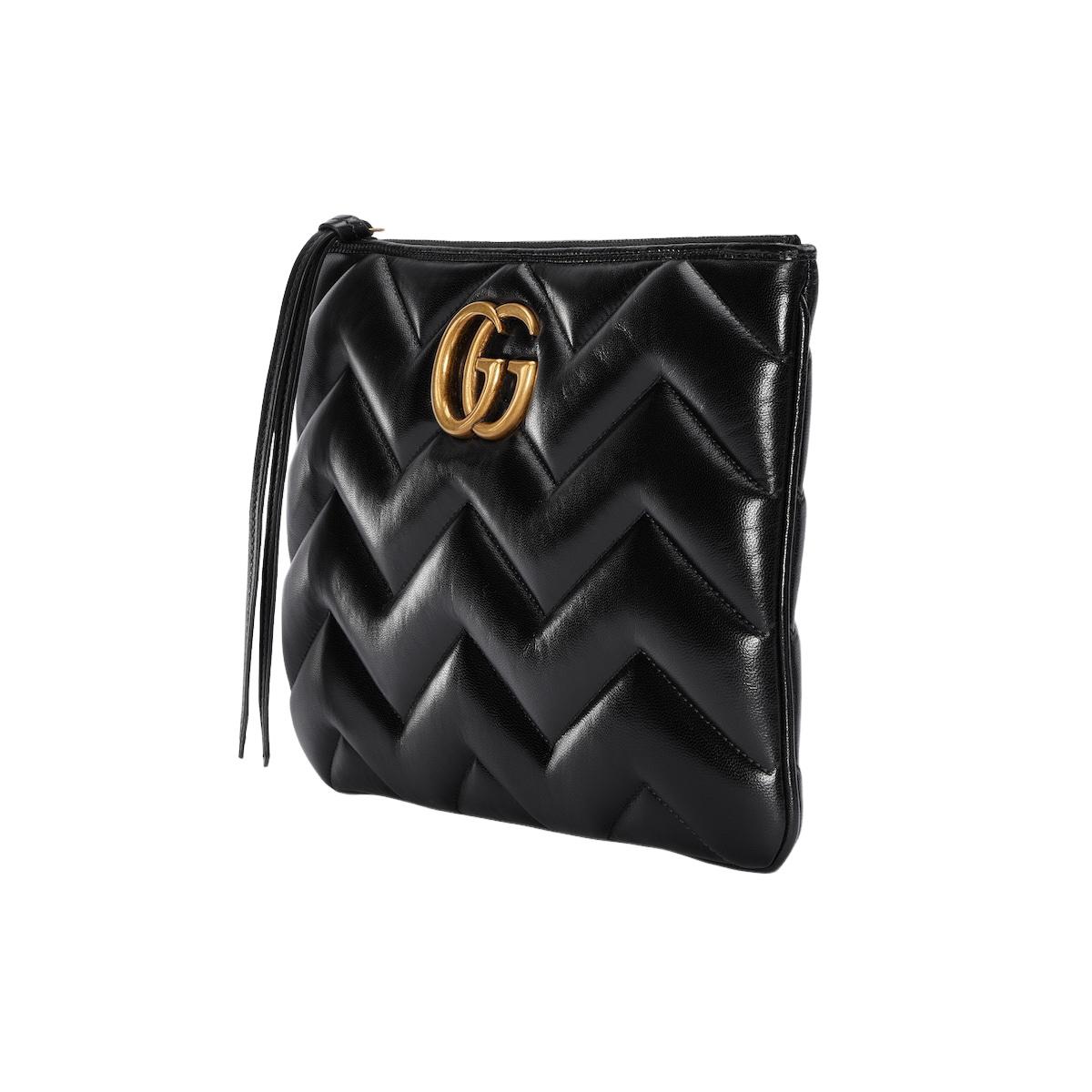 クラッチバッグ Gucci Gg Marmont 2.0 GUCCI GG Marmont Black Chevron Leather Clutch New