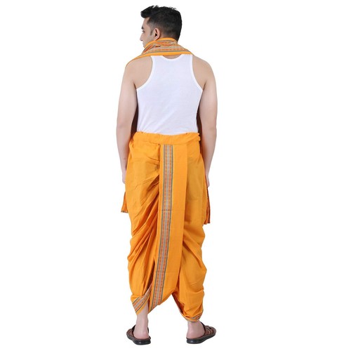 Mens Dhoti Towel Set with Pocket Free Size Panchakacham and Angavastram Sets - Picture 40 of 59