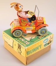 YONEZAWA JAPÓN Happy Bunny juguete coche de colección lata 1957 caja alimentada por fricción