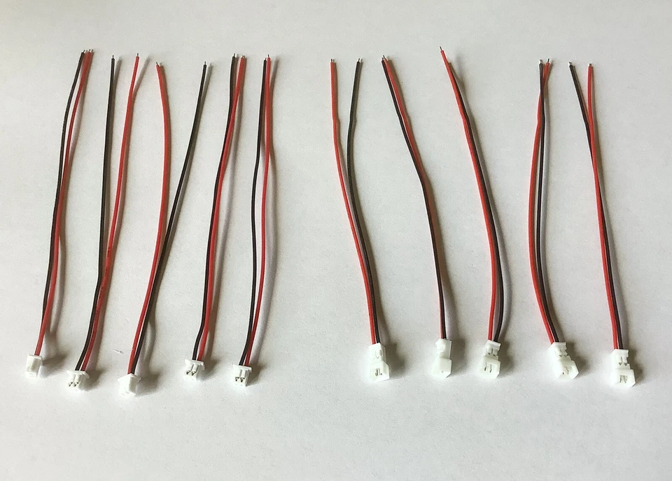 5 Paar JST MX1,25 2-Pin Stecker & Buchse, MX 1,25mm Pinabstand mit 100mm Kabel