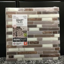 Smart Tiles Bellagio Santi 10.06"X 10" Vinyl Peel & Stick Tile 4 Pack