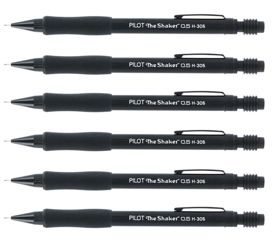 Pilot The Shaker Mechanical Pencils, 0.5mm, Black Barrel, 6-Count (Original)