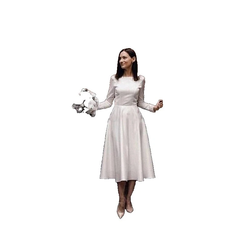 Satin A-Line vestidos de novia de té