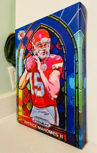 Patrick Mahomes II CANVAS 12"x16" Rendering of PRIZM Stained Glass Rookie #10 