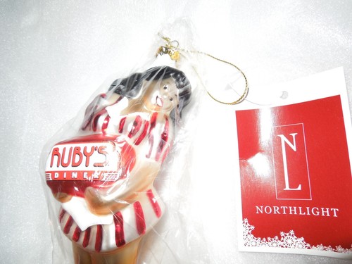 Ruby’s Diner Hand Blown Glass Christmas Ornament 50’s Retro Waitress RARE NOS - Picture 2 of 7