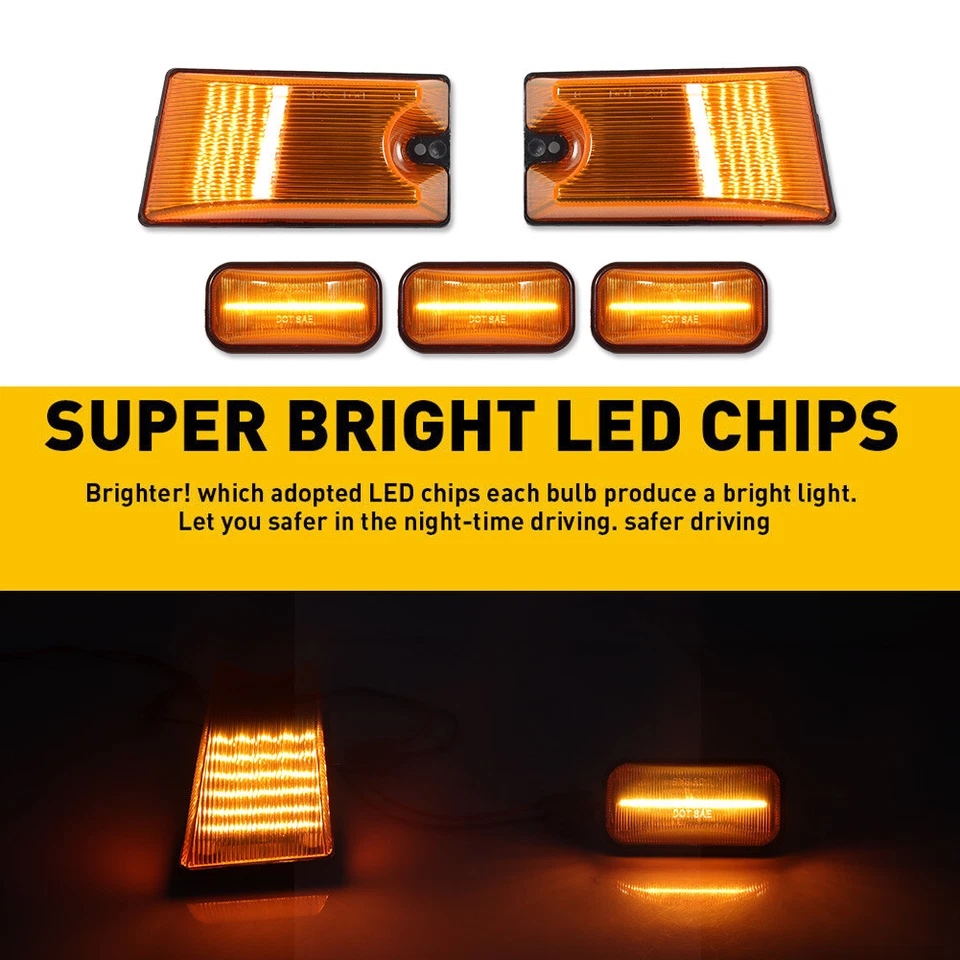 10PCS Amber & Red LED Cab Roof Marker Running Lights For 2003-2009 Hummer H2 SUT - Image 3 of 4