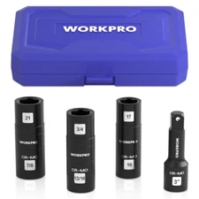 WORKPRO 4PC Impact Socket Set 1/2" Dr Lug Nut Wheel 3" Extension Bar Flip Socket