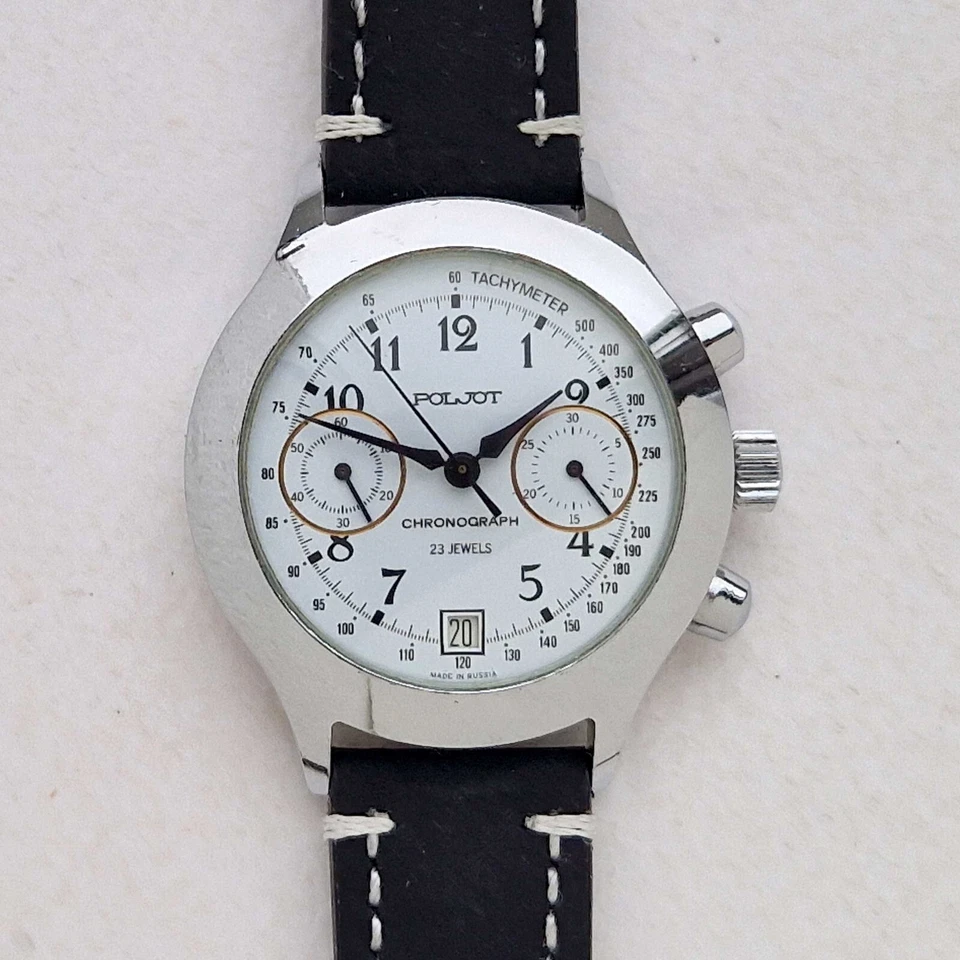 Relógio mecânico masculino POLJOT cronógrafo vintage russo calibre 1MChZ Kirova. 3133 - Imagem 4 de 4