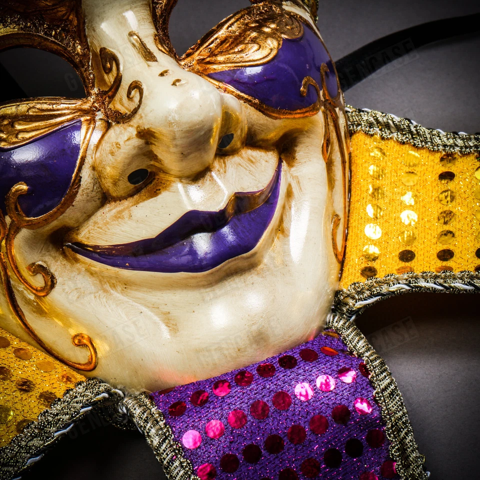 Unique Mardi Gras Luxury Jester Joker Venetian Masquerade Costume Party Mask - Image 4 of 4