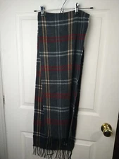 Cejon Unisex Scarf Grey Plaid End Fringe Made In Italy