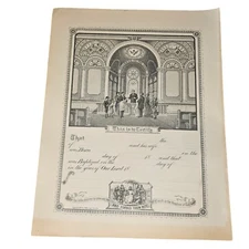 Antique 1887 Christian Baptismal Certificate Blank Baptism Religious Wall Art