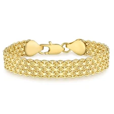 14K Gold 10mm Mesh Chain Link Bracelet | Gold Bracelets For Women | Jewelry Gift