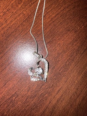 Herzkette mit Steinen Silber