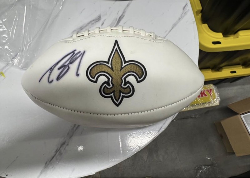 Drew Brees Signed NFL New Orleans Saints White Logo Football global authentic