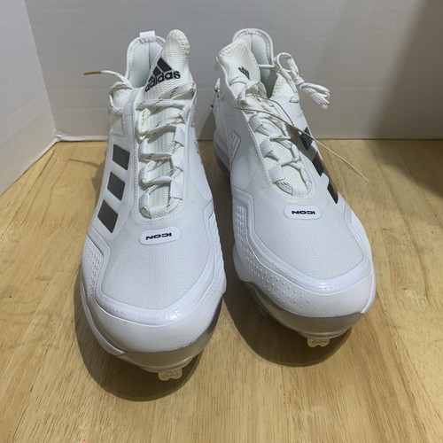 Adidas Shoes Mens 12.5 Icon 7 Boost Baseball Sneakers Metal Cleats GX2803 White - Picture 2 of 7