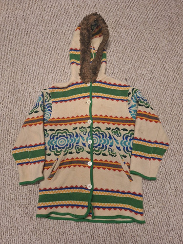 Vintage 80s 90s United Colors of Benneton Parke Wool Pattern Retro Womens Italy - Picture 1 of 9