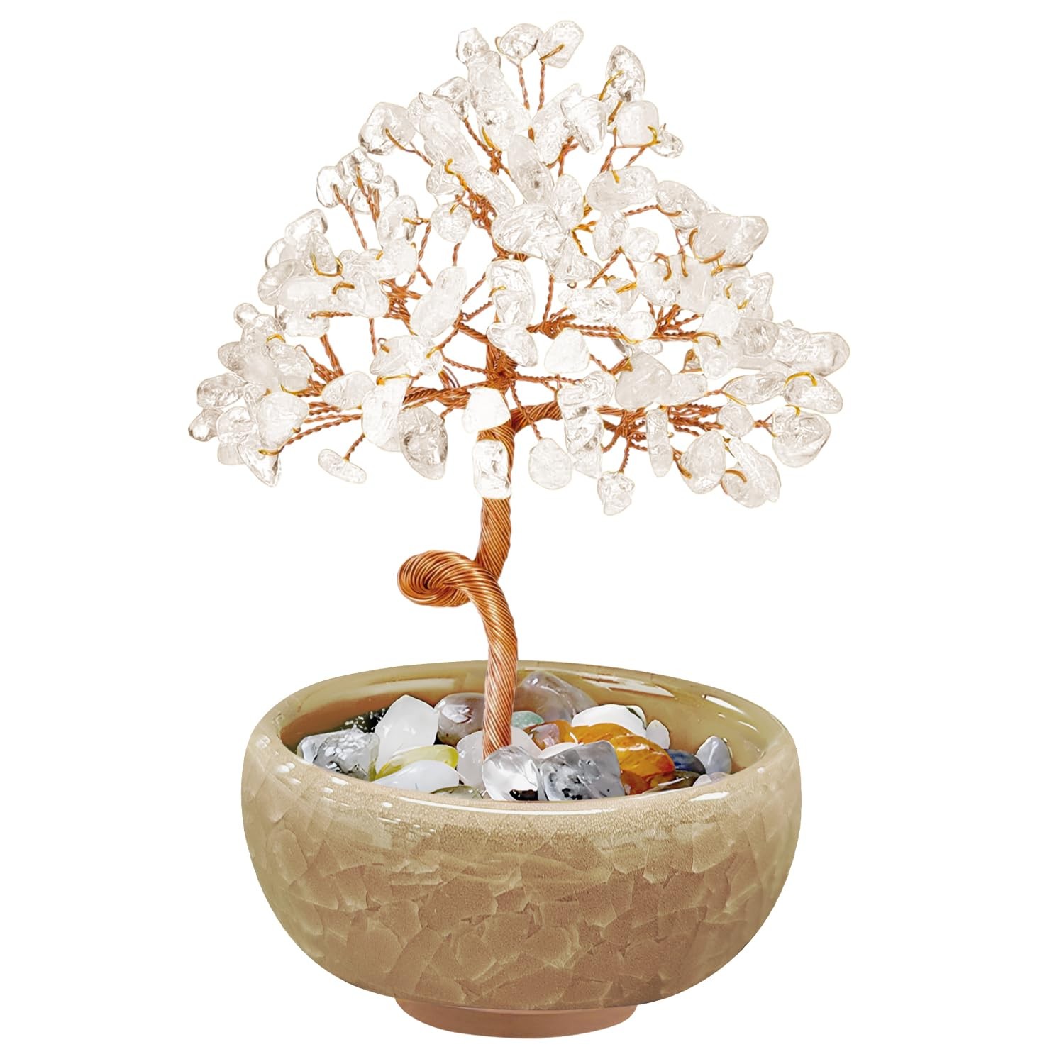 Arbre de Vie en Quartz Rose, Cadeau Artisanal Idéal pour Femme et Homme