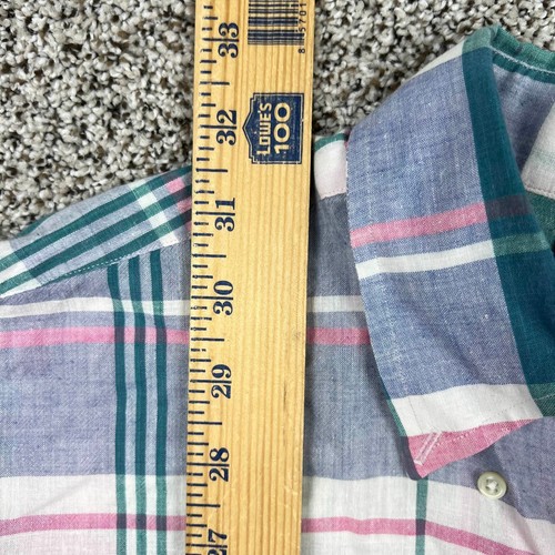 VTG Polo Ralph Lauren Dress Shirt Mens L Plaid Button Down Madras Multi Color - Picture 7 of 7