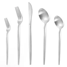 60 Piece Silverware Set Service for 12,Matte Silverware Set Include Spoons/Fo...