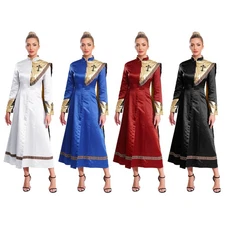 Women's Church Clergy Dress Carnival Choir Robe Clubwear Outfits Vestments