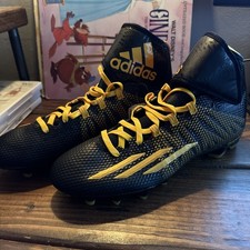ADIDAS Men's Quick Fame Dual Threat Black Orange Mid Football Cleats Size 10