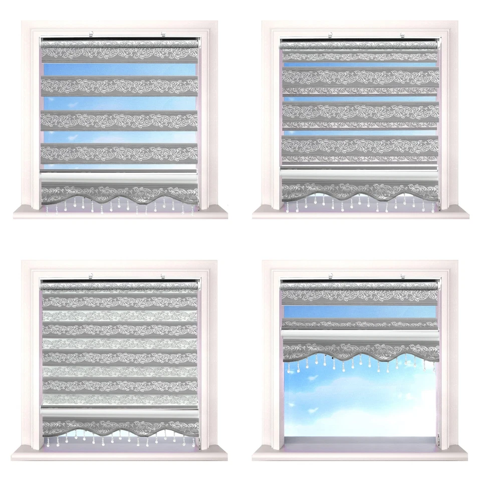 Doppelrollo Raffrollo ohne Bohren Klemmfix Rollos Jalousien Grau Silber Gardinen - Bild 4 von 4