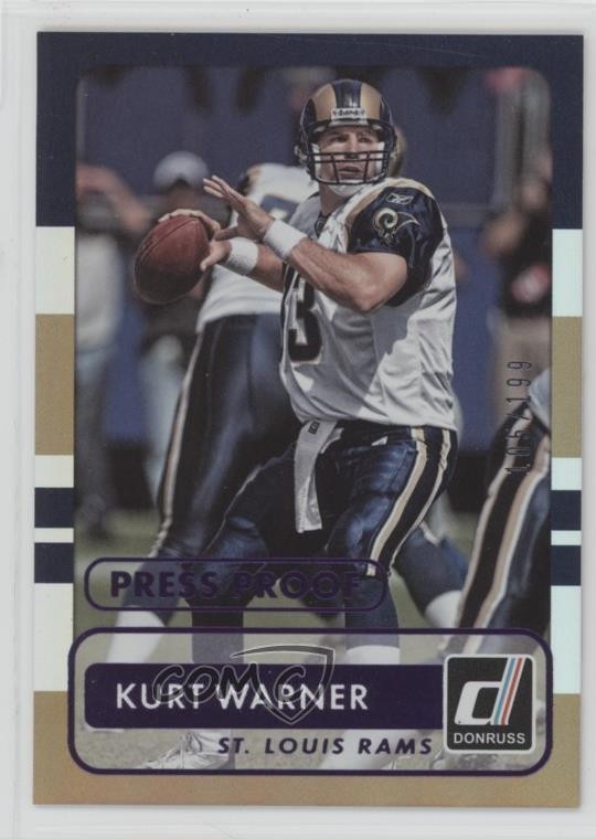 2015 Panini Donruss Press Proof Purple 105/199 Kurt Warner #174 HOF 0qn
