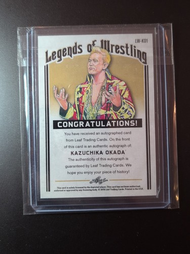 Tarjeta autógrafa Leaf Legends of Wrestling Kazuchika Okada 2018 LW-K01 NJPW - Imagen 4 de 7