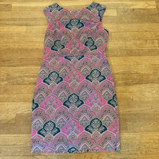 The Limited pink navy sleeveless v-back knee length shift dress size 8 b32