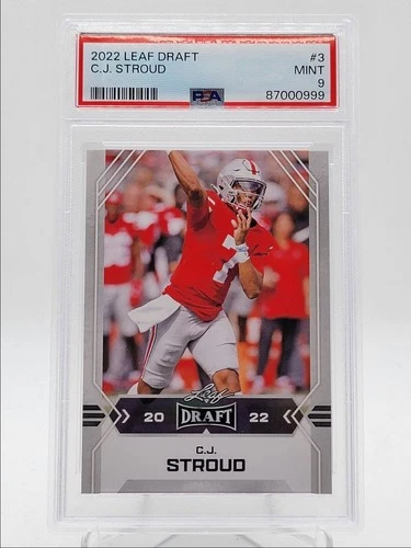 C.J. STROUD 2022-23 LEAF DRAFT NFL FOOTBALL MINT PSA 9 Q4320