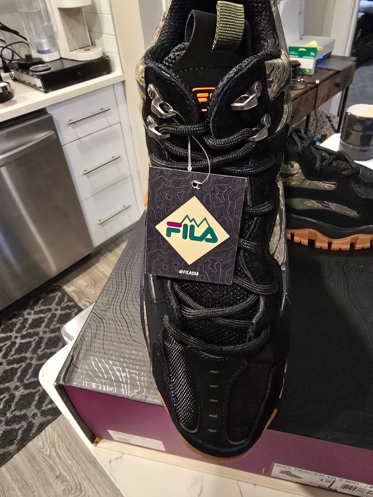 FILA - Men's Ray Tracer TR 2 Mid Top Shoes 1RM01882 962 Boot Camo RARE Size 10 image 2