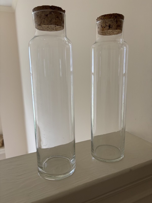 Clear Glass Kitchen Canister Set with cork lids - Set of 2