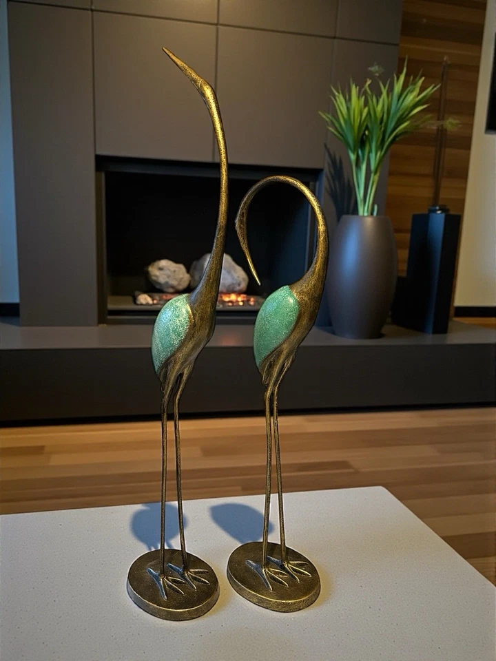 Par de grúas de jardín estilizadas escultura estatua pájaro garza conjunto de 2 ~ SPI 33336 Foto 2 de 4