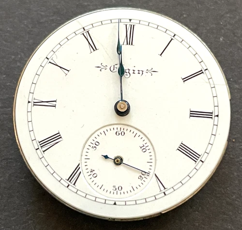 Antique 1900 Elgin Grade 199 Pocket Watch Movement Parts Good Balance 0s 15j USA